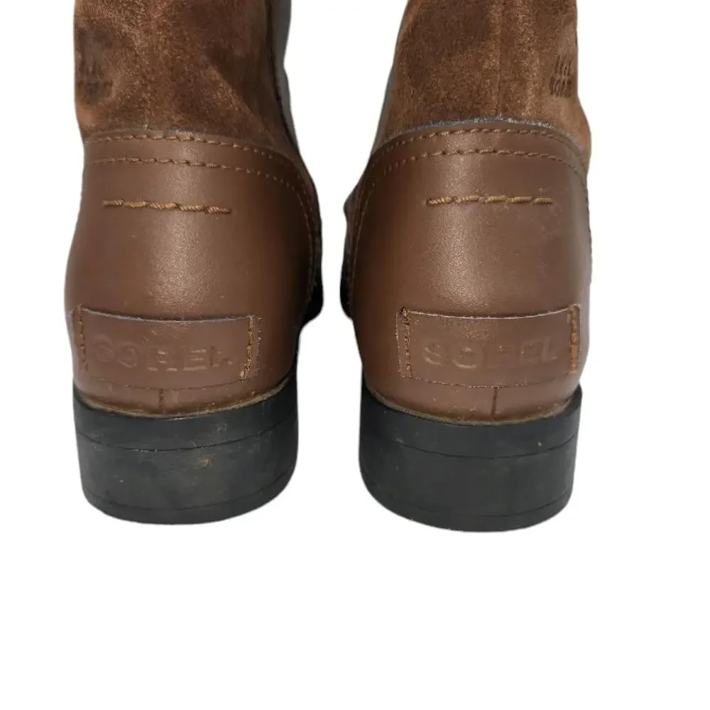 Sorel Youth Emelie Leather Suede‎ Tall Boots Size 5 Brown